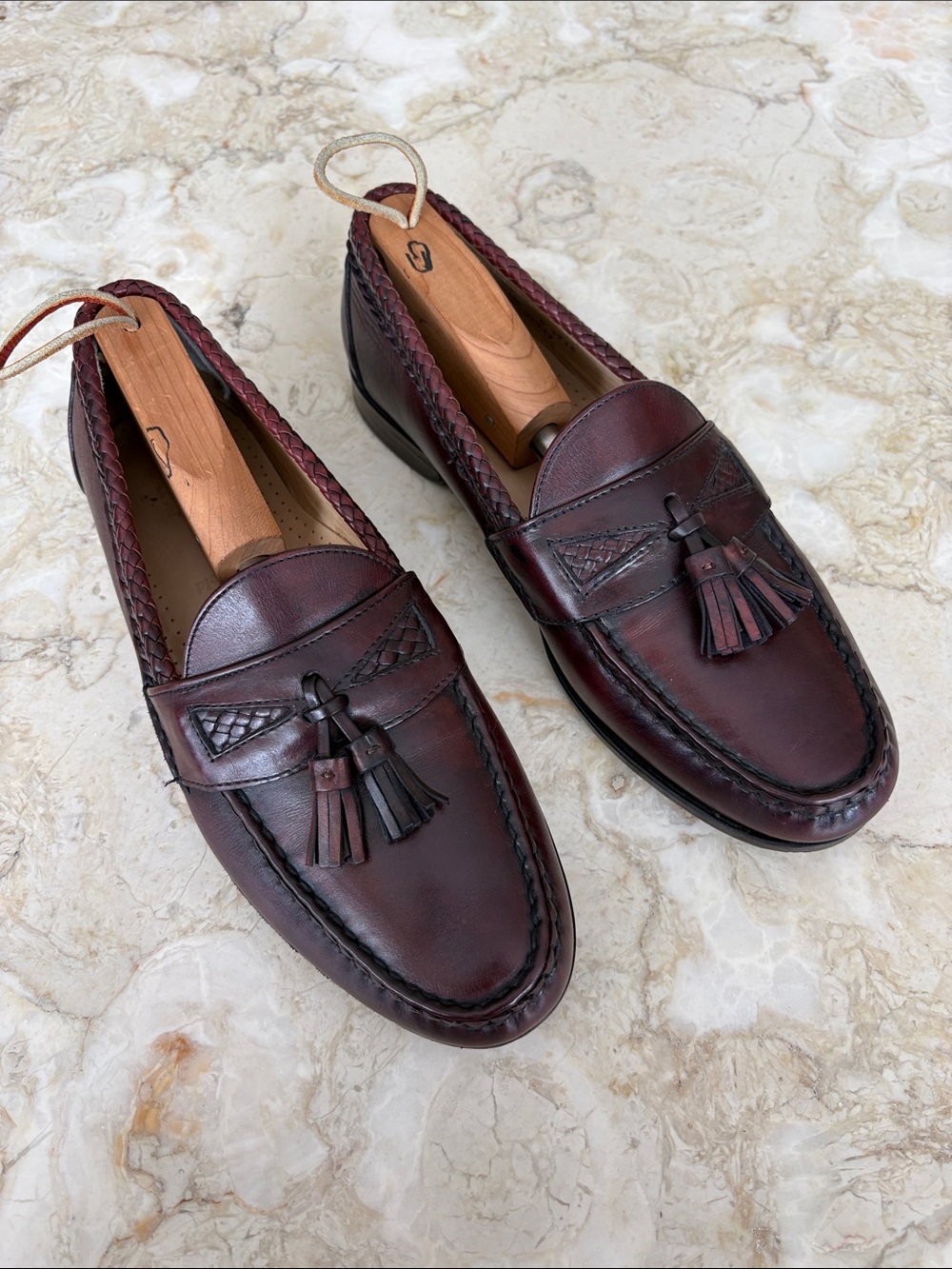 Allen Edmonds Maxfield Burgundy Leather Tassel Loafers Men’s 10 E